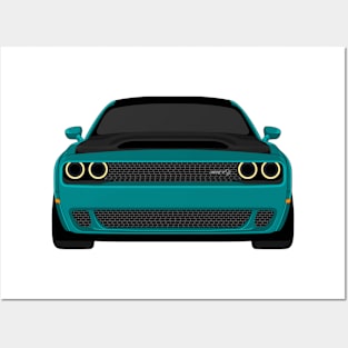 DODGE DEMON FRONT TEAL Posters and Art